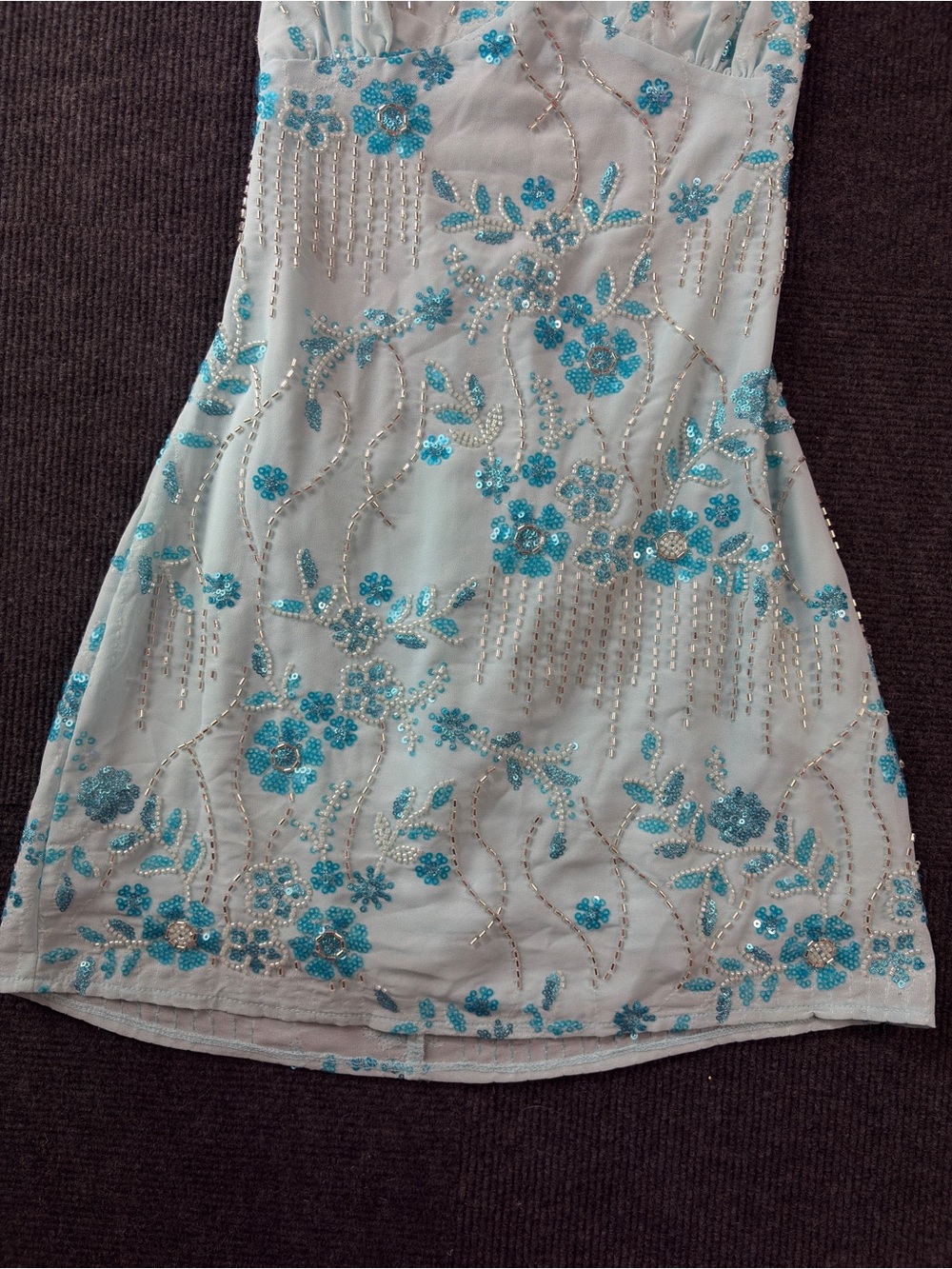 Peppermayo Light Blue Vietta Sequin Cami Micro Mini Dress size 4 or size Small - Picture 12 of 15